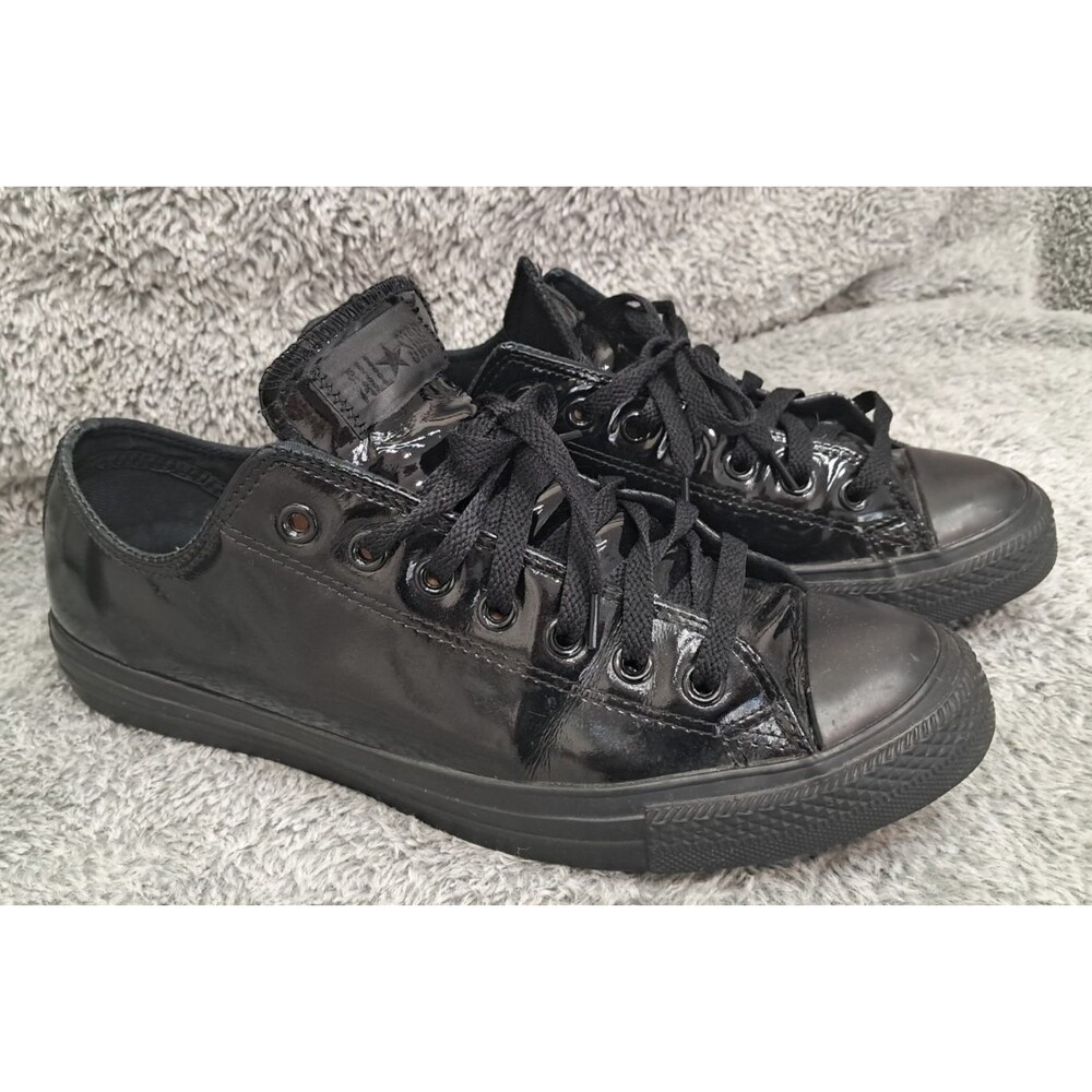 Converse All Star Low Top Mens 10.5 Tuxedo All Black Chuck Taylor Patent Leather